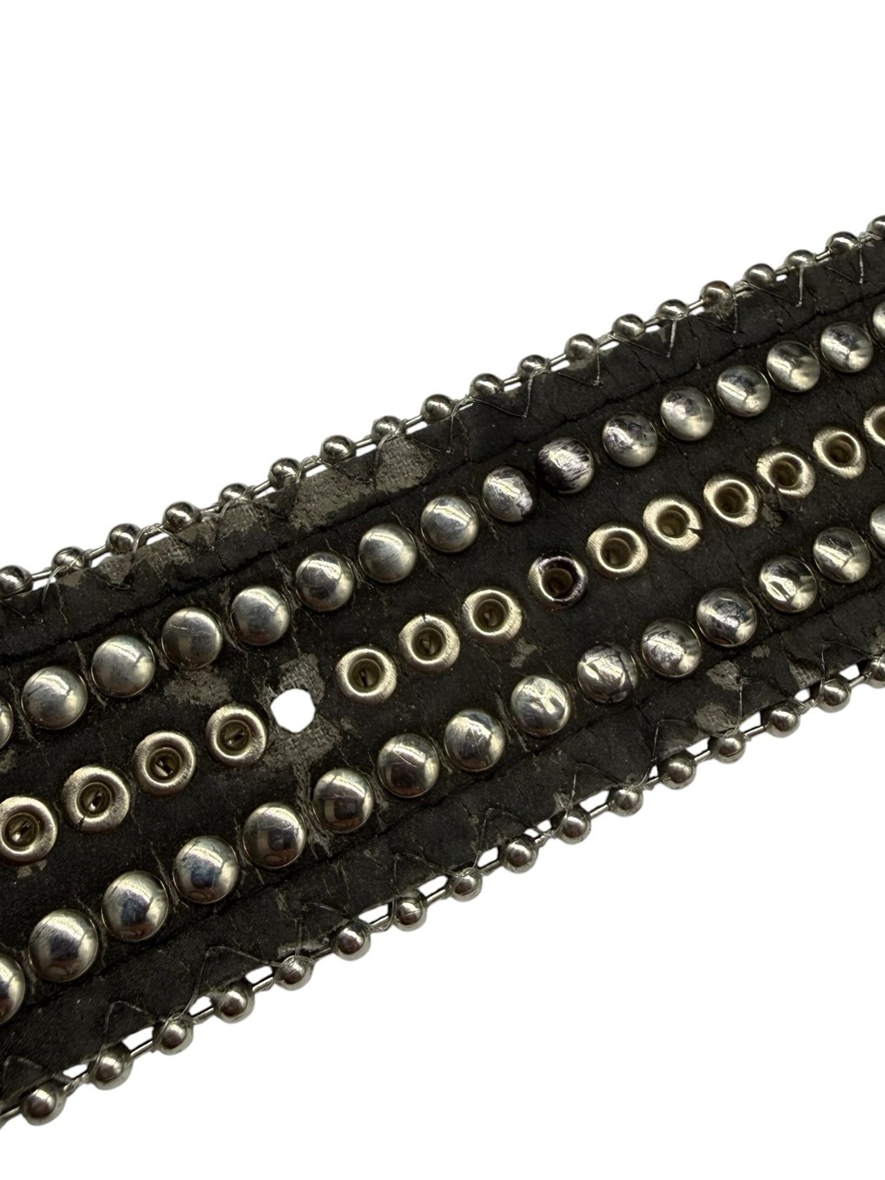 Y2K BTS 2742 Rhinestone Genuine Leather Black Western Belt Small 32-36.5 READ - Picture 9 of 16